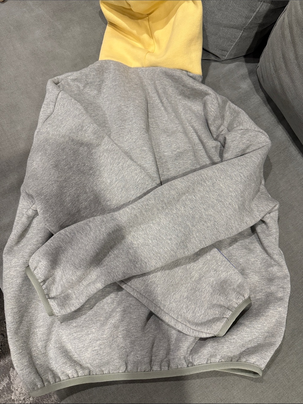 Lakers Essentials Gray Sweatshirt with Yellow Hood. Runs Big. - Picture 2 of 3